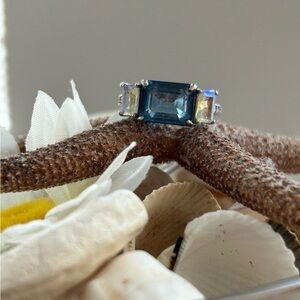 Aurora Borealis and Blue Topaz ring